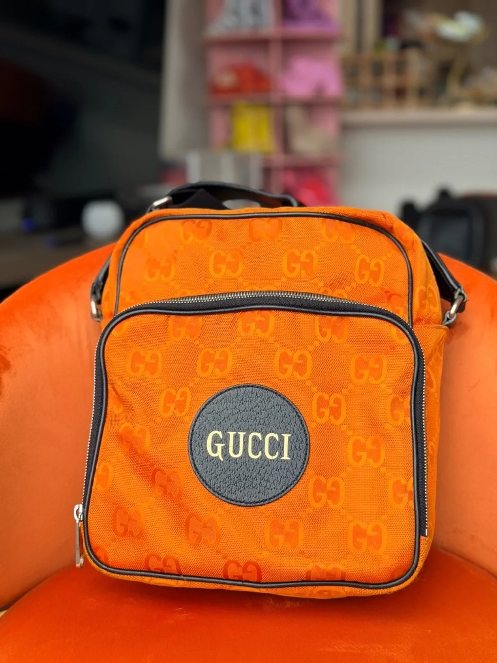Gucci Orange GG Nylon Off The Grid Messenger Crossbody Bag